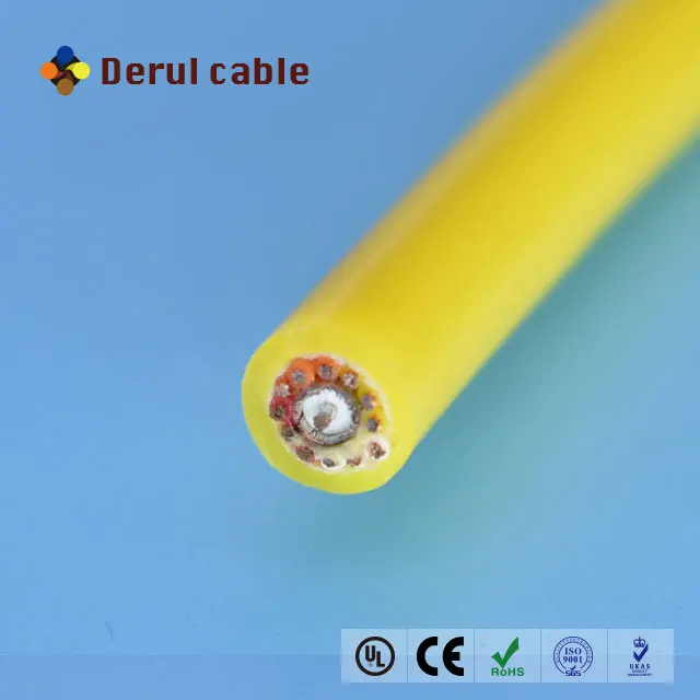 Pipe crawler robot hybrid tether power cores with rg59 coaxial cable
