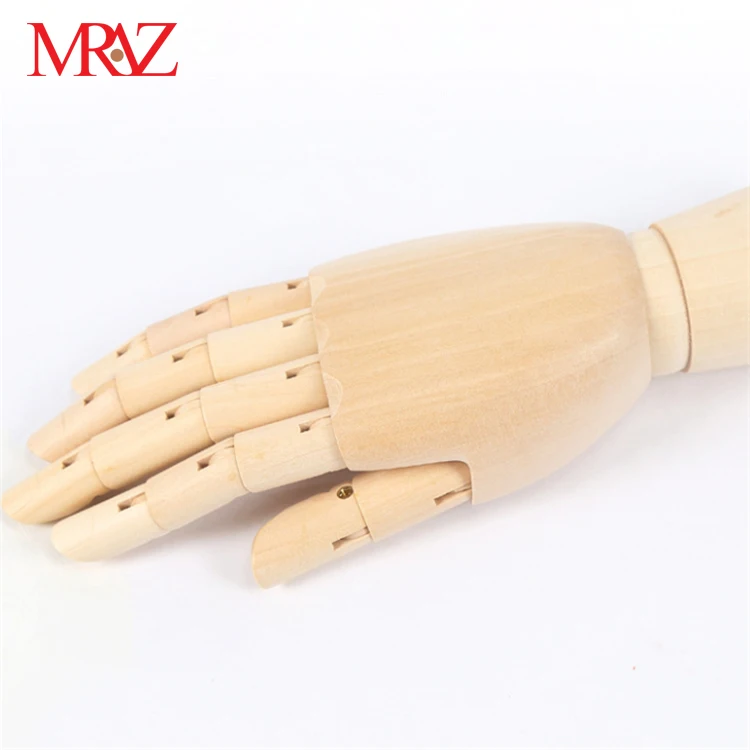 12inch 30cm MRAZ Cheap Price  handmade natural unique drawing very young wood articulated hand, wooden hand