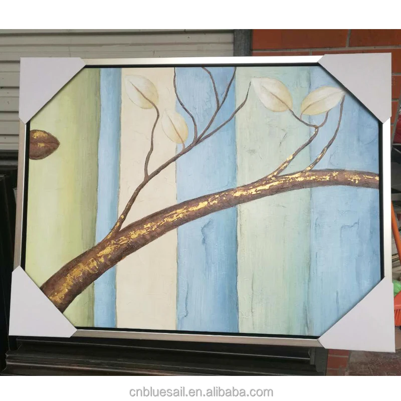 Popular modern tree handmade oil painting decoration plant on canvas 3 panel canvas wall art