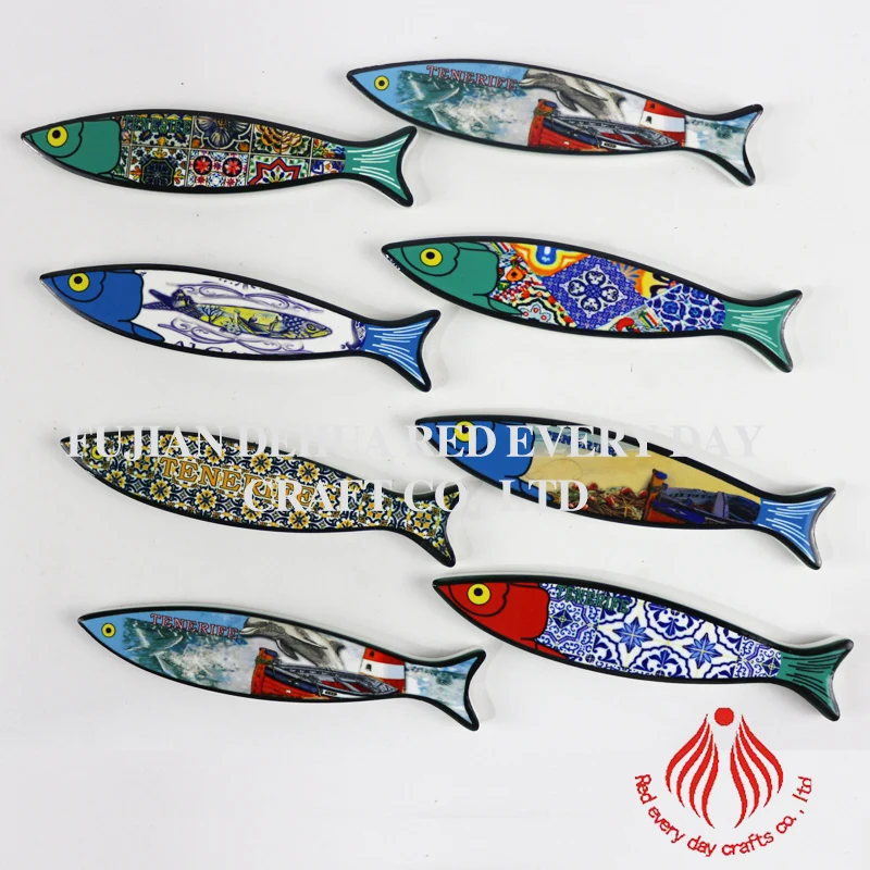 Custom Promotional advertising souvenir fridge magnet fish shape ceramic sublimation fridge magnet wholesale
