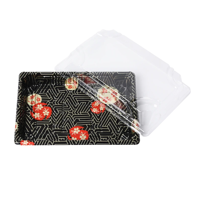 
Disposable take out food packaging for Japanese desert sushi nori with BOPS anti-fog lid 