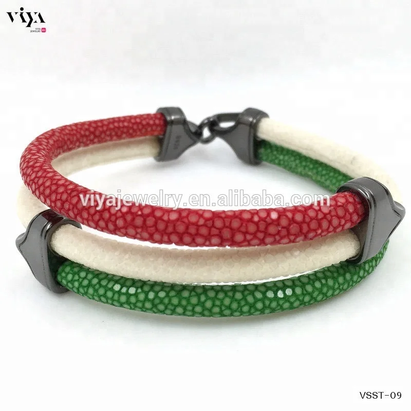 Three Straps Handmade Stingray Bracelet Men Jewelry Fashion men accessories
