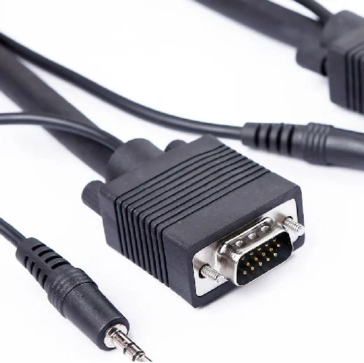 Kuyia 3+6 VGA male to male cable with audio double feeries cord to vga black