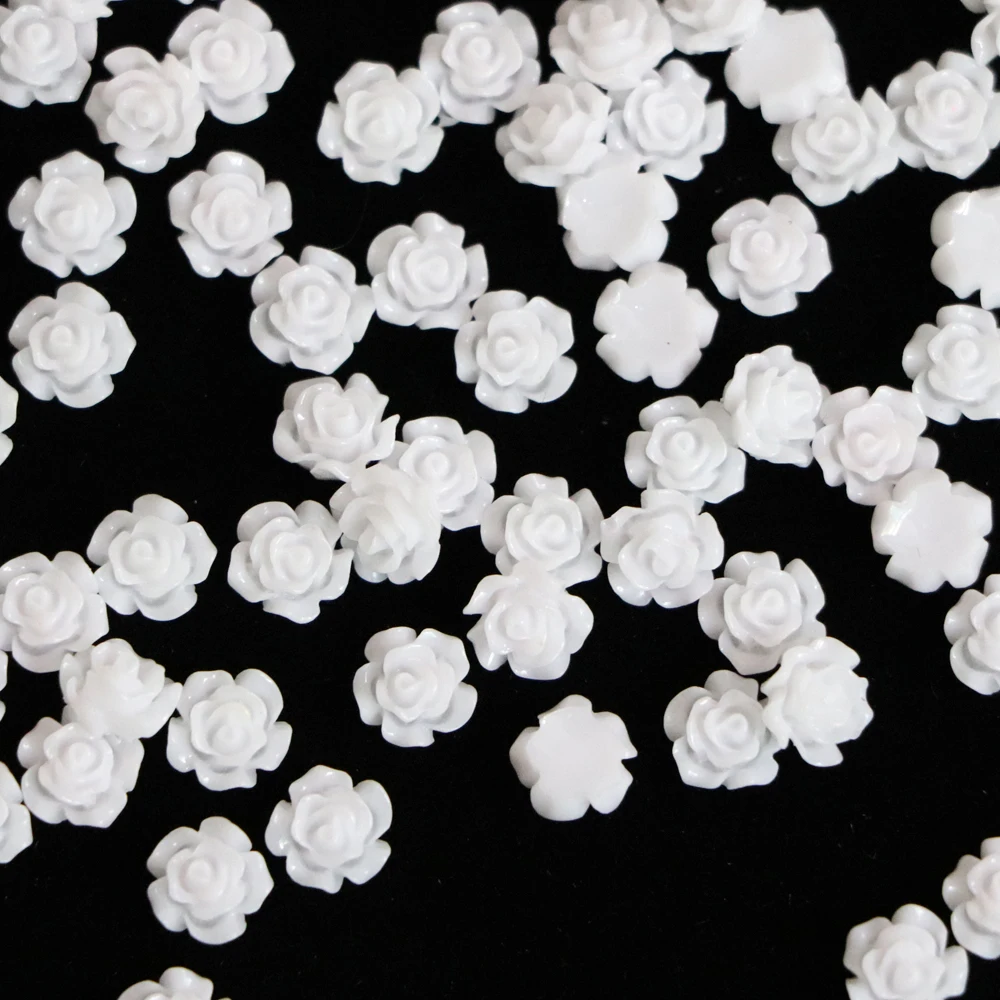 
DIY Handcrafted Mixed Resin Rose Flowers Flat Base Resin Flower Cabochons Jewelry Beads Embellishments 7MM 