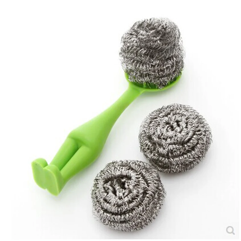 Кухонный горшок и сковорода, стальная проволочная щетка с пластиковой ручкой