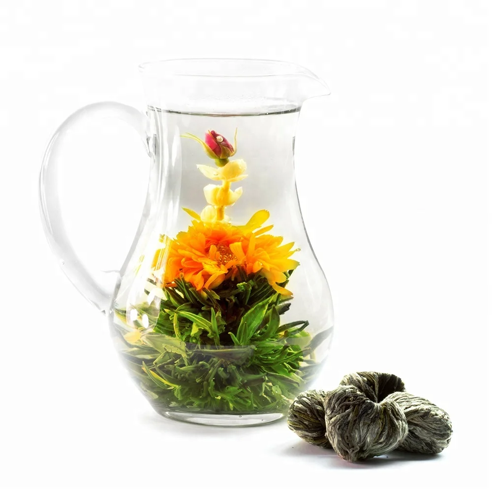 Japanese Hot Green Primula Herbal Strawberry Blooming Teabloom Flowering Jasmine Blossoming Flower Tea Ball Balls Buds Gift Set