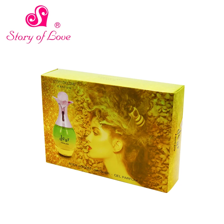 Lemon yellow sexy perfume lady gift set with 5pcs