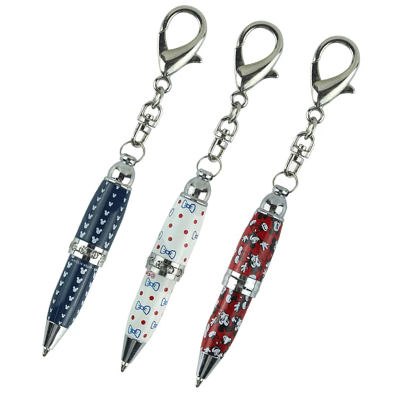 promotional multifunction  mini metal keychain ball pen with diamond short ballpoint pen mini twist pocket pen