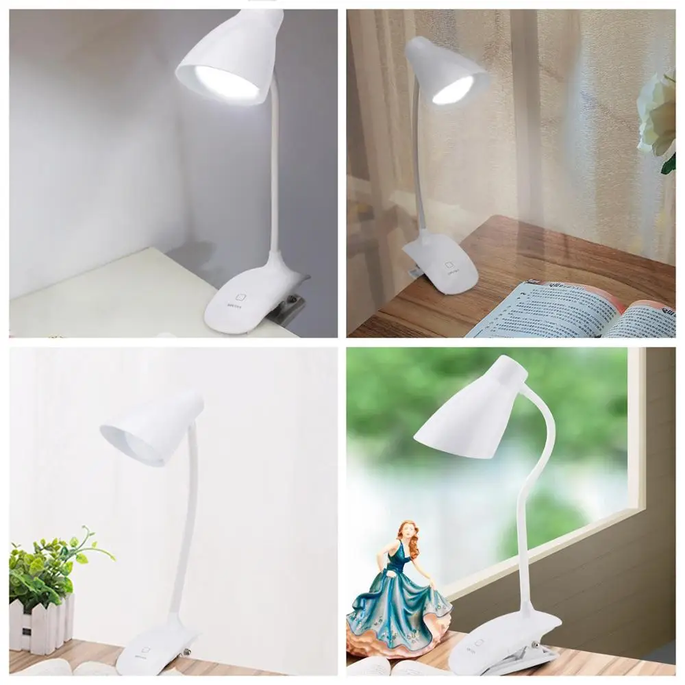 LED Dimmable Table Lamp USB Charge Reading Lamp with Desk Control Touch Clip Lamp