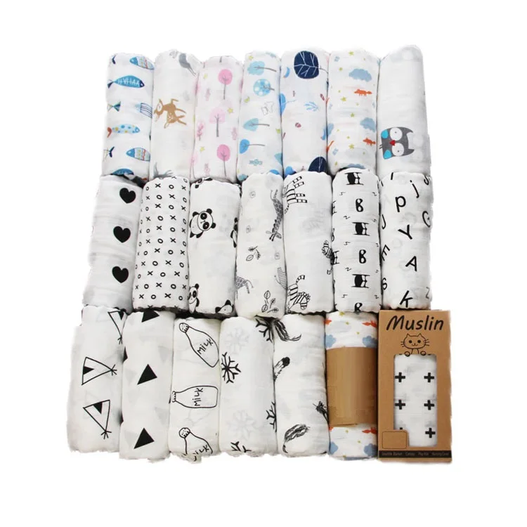  Модные и классические детские муслиновые пеленки с рисунком низкий минимальный заказ OEM <span style=