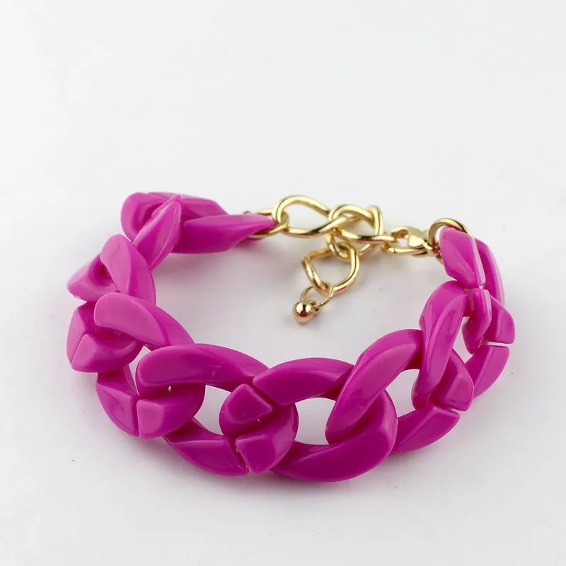 Latest New Design Bohemian Fashion Neon Colorful Acrylic Resin Plastic Chain Lightweight Bracelets & Bangles