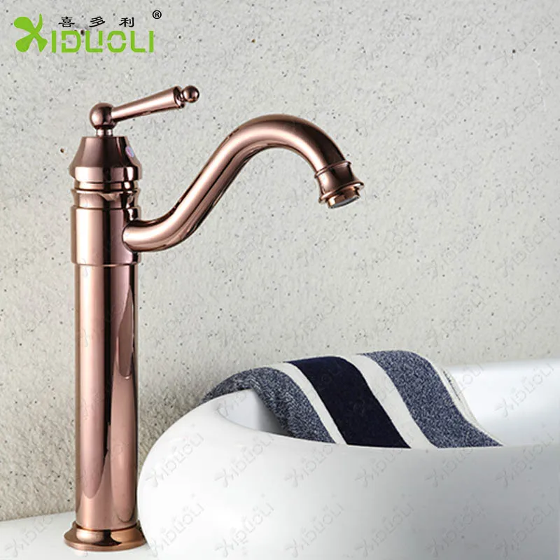 countertop basin single lever rose gold faucet