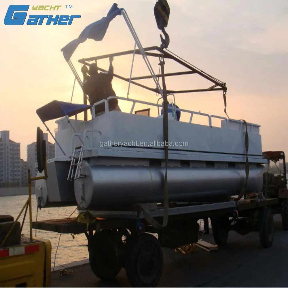 Custom Wholesale Sports Luxury 19Ft Aluminum Floating Pontoons Boats Party Barge Pontoon Boat Furniture With Motor Engines