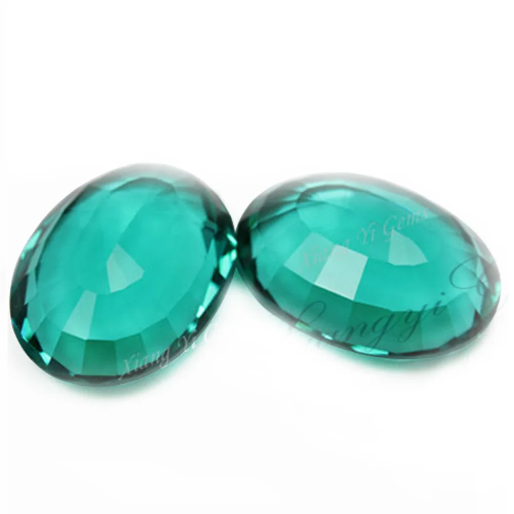 Emerald Green Oval Shape Pagoda Synthetic Crystal Glass