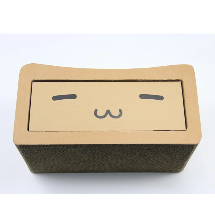 cute hideout box inside house cat scratcher corrugated cardboard