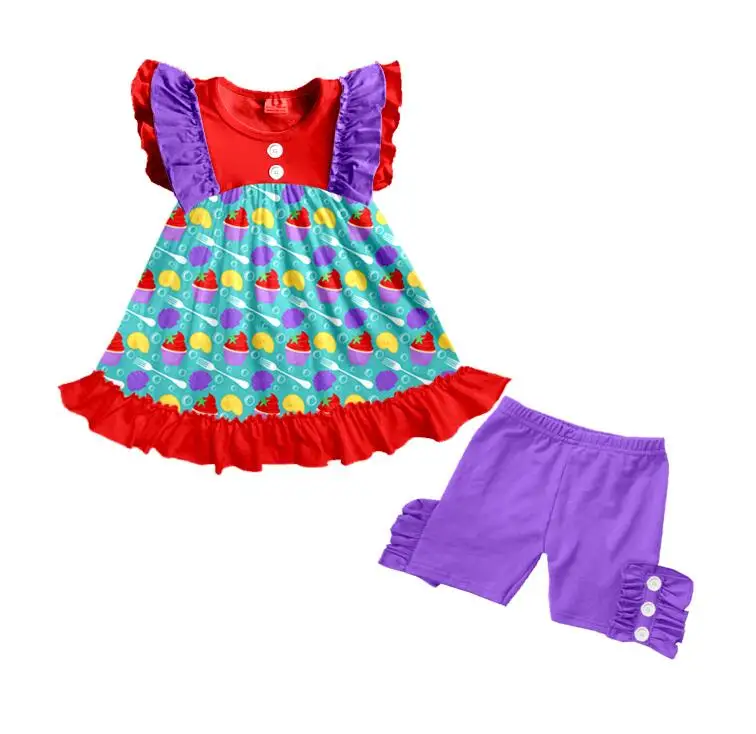 
Hot sale ruffle ice cream boutique children clothes 