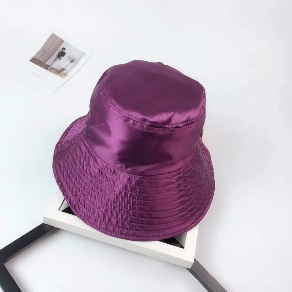 fashion unisex plain basic style solid  satin fabric bucket hat