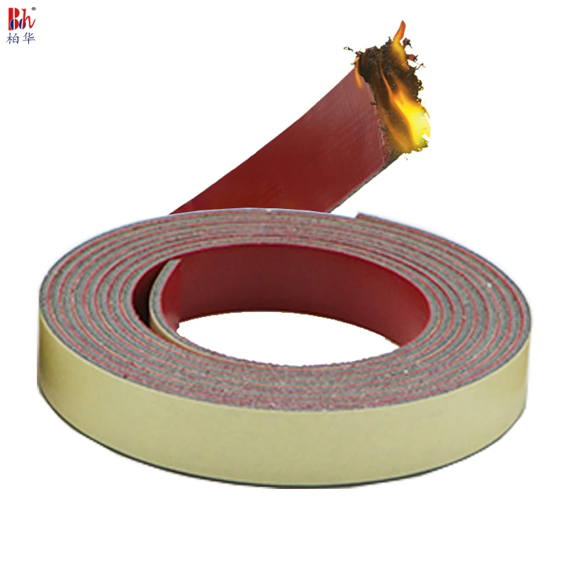 Red15x2mm Self Adhesive Expansion Intumescent Fireproof Sealing Strips Door Window Sealed Weatherstrip Inhibit Smoke Sound Proof