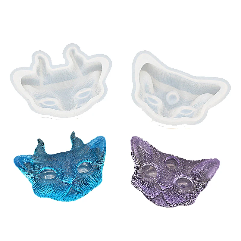 Yiwu bobao 3D cartoon 3-eye devil cat clay epoxy resin gum wax statue jewelry book mark cover art nail sticker phone case molds