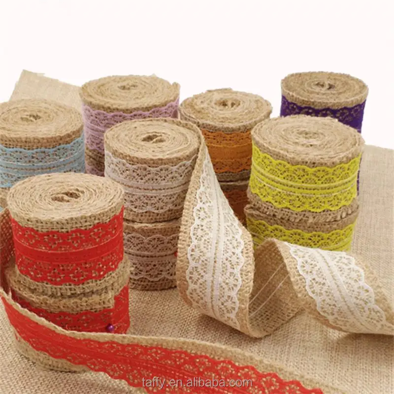 4cm Vintage Wedding Centerpieces Decoration Sisal Lace Trim natural Jute Hessian Rustic Burlap Ribbon