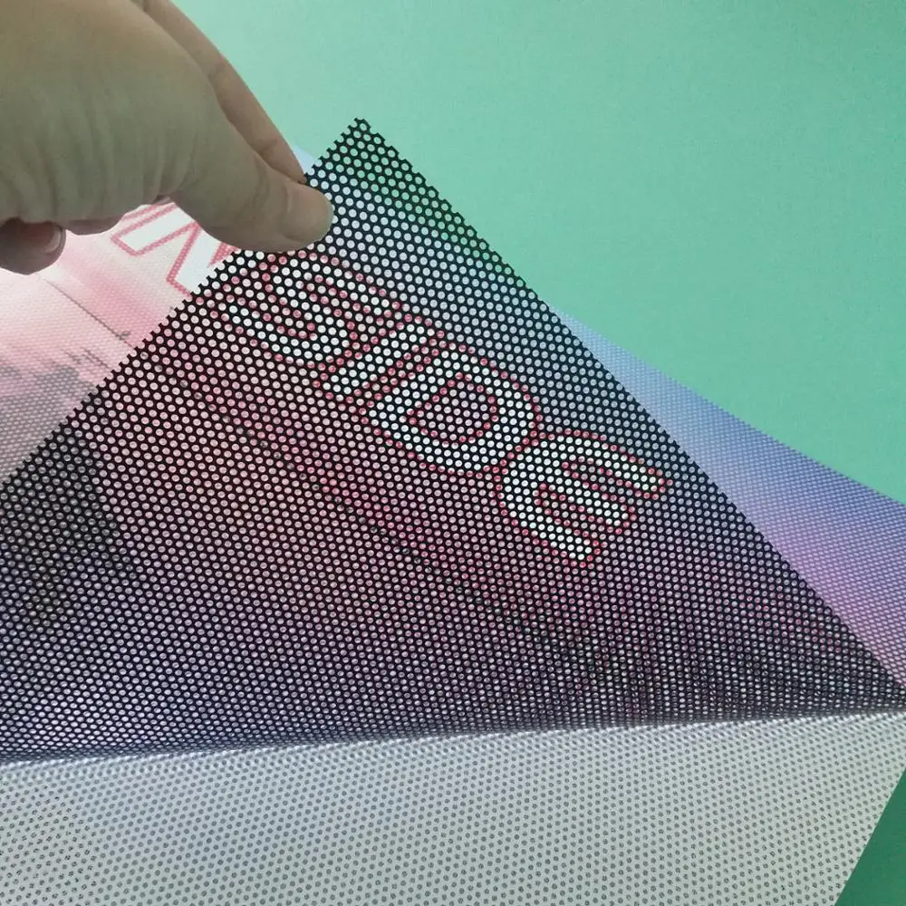 Стеклянная дверь и окно прозрачная сетчатая наклейка наружная односторонняя Виниловая для рекламы пользовательская