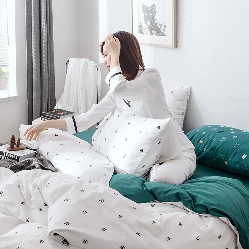 100-percent cotton woven fabric and 4pcs cotton bedding sets