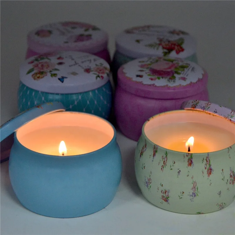 hot sale pretty garden cute flowers travel tin Insect-Repellent Citronella Candle