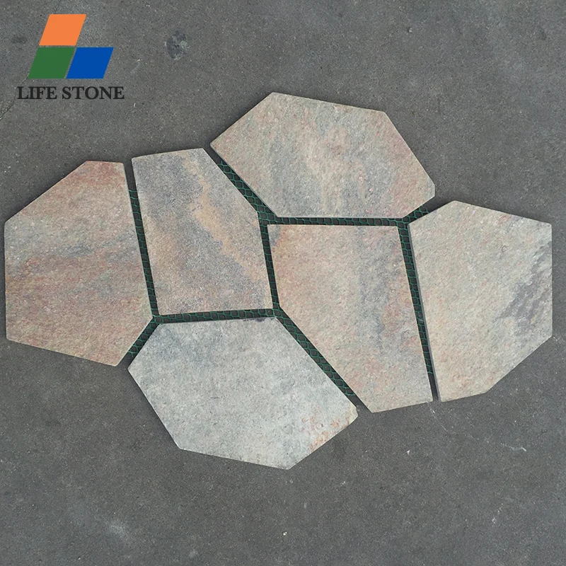 Natural quartz outdoor garden flagstone patio irregular mosaic tile flooring