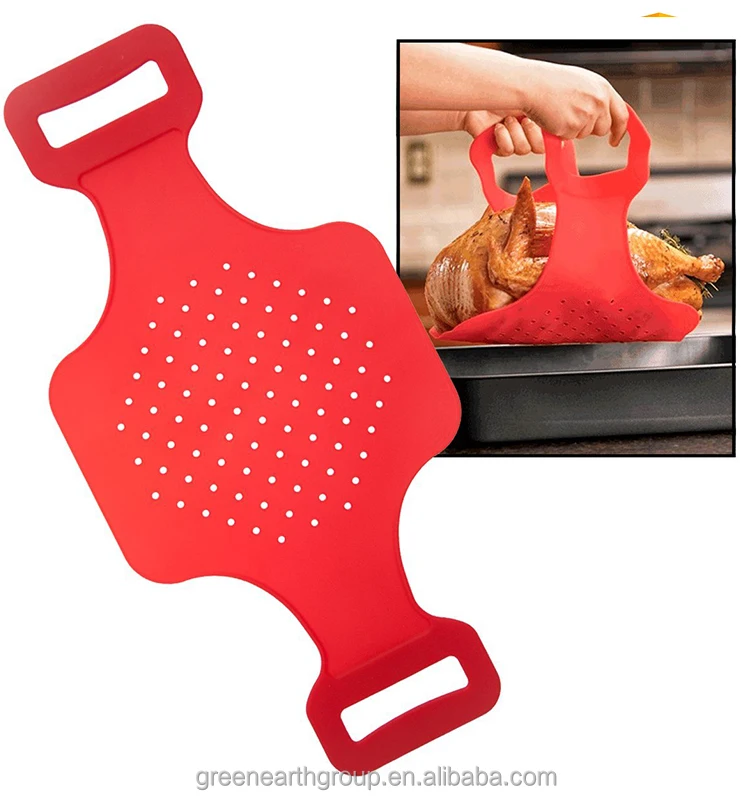 GreenEarth Multifunctional Silicone Heat Resistant Kitchen Oven Cooking Protective Pad With Handle Tool Meat Camping