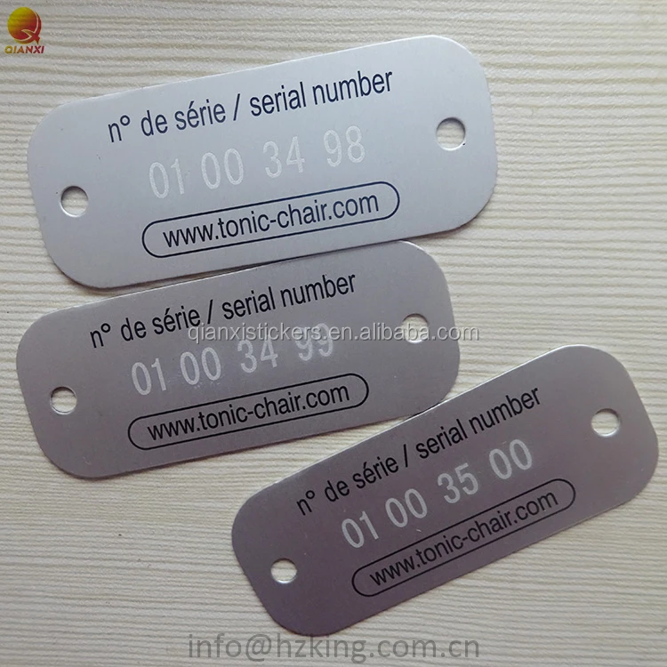 
Silver matte 0.5 mm laser marked metal aluminum labels with 2 holes  (60737963554)