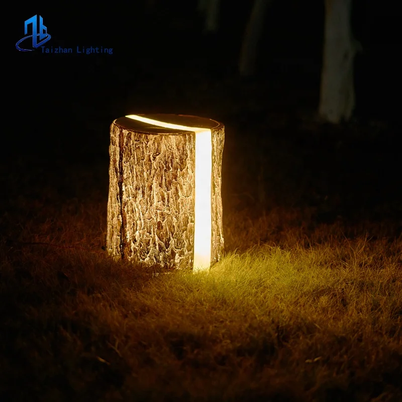 Outdoor New Design tree stump Led Lightdecorative timber pier lawn light garden resin wooden pile landscape lighting