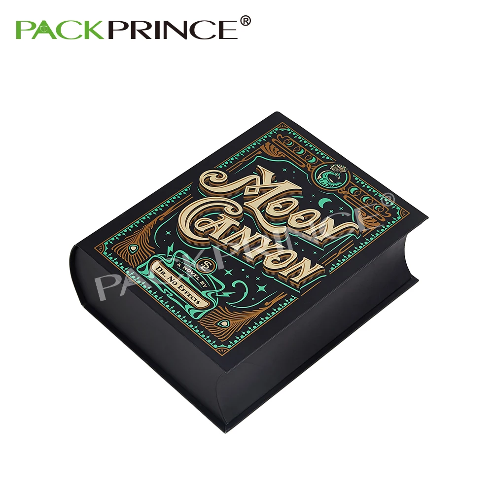 Black Custom Printed Magnetic Premium Luxury Soft Touch Rigid Cardboard Paper Packaging Gift Book Shaped Chocolate Box
