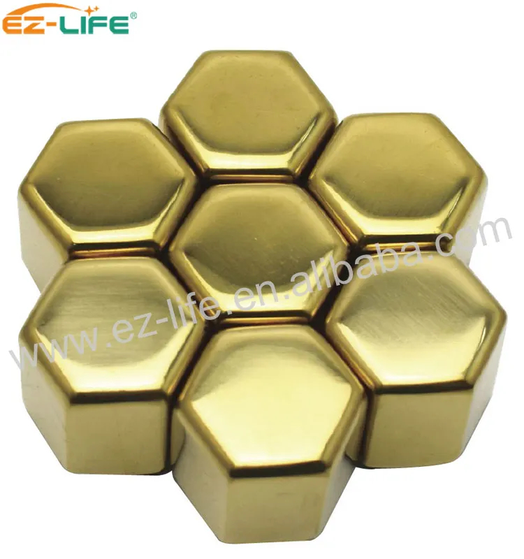 wine accessories Personalized Gold Make Special Shape Ice Cube wine cooler stainless steel Whiskey Stones For Wine Chiller