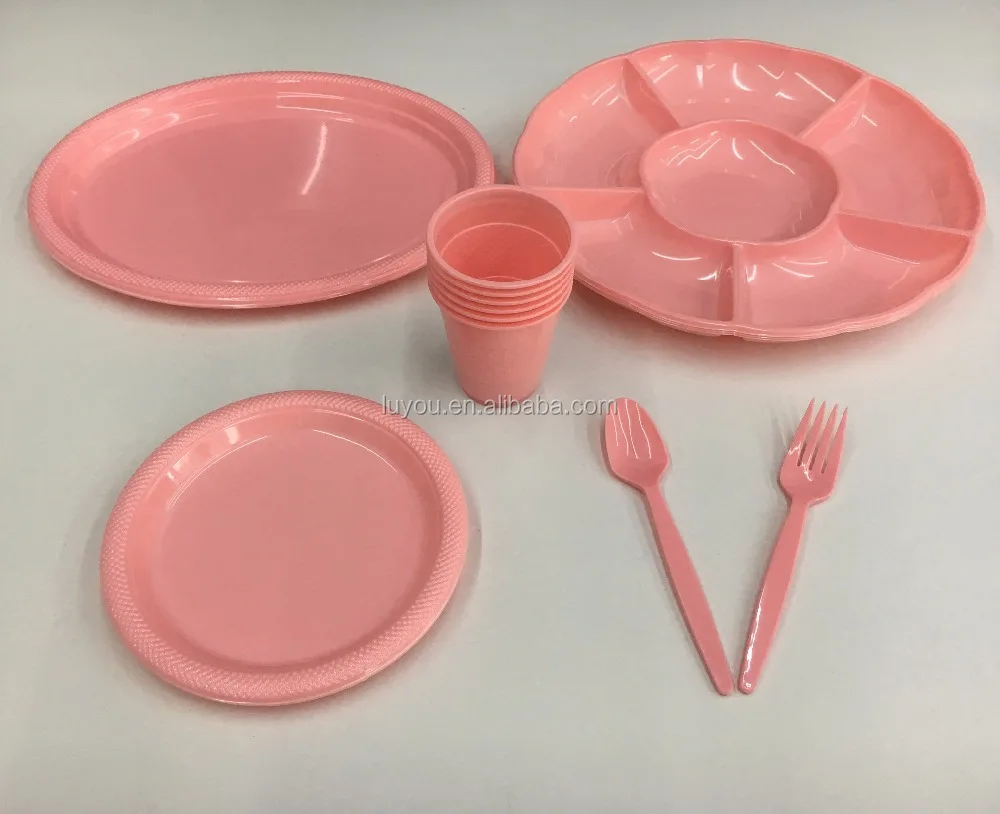 
disposable solid color round plastic plate 