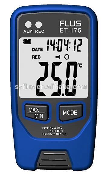 temperature and humidity data logger monitor with connection to PC software type-input to LED alarm