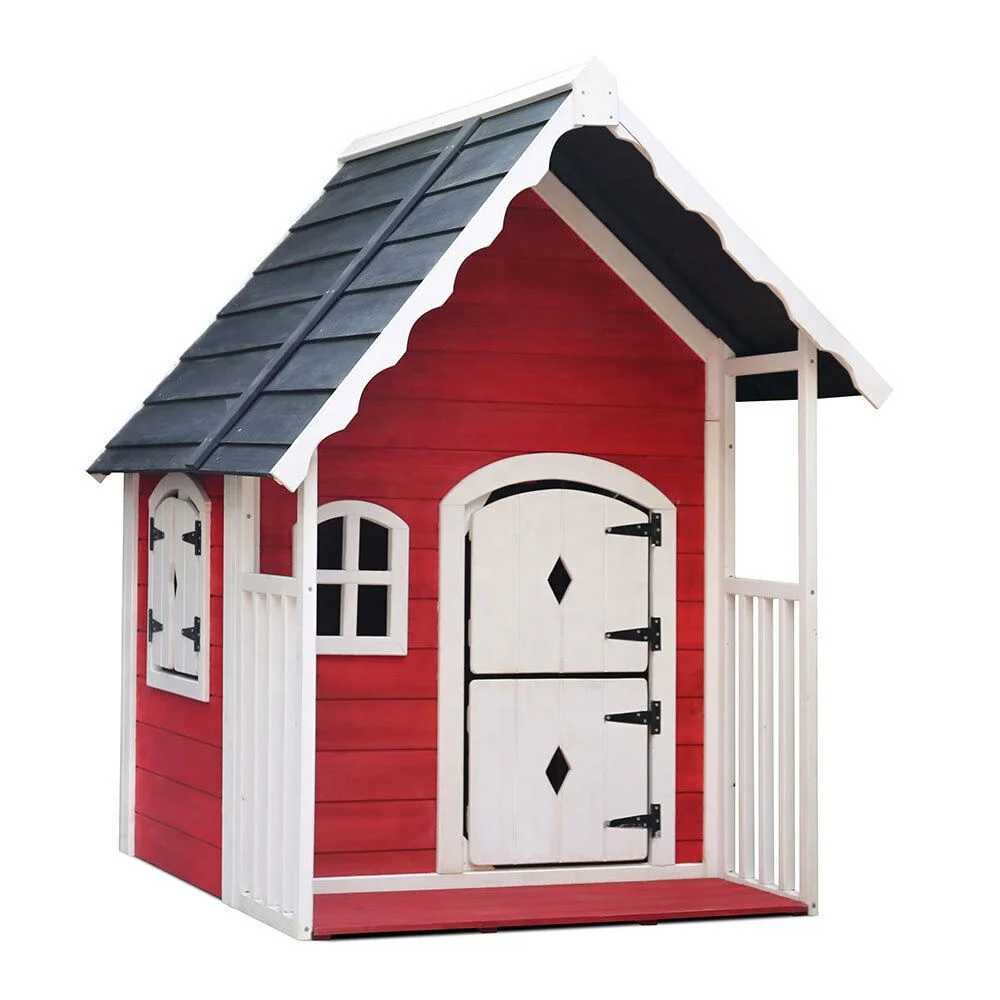 Kids Wooden Playhouse Children House Cubby Place Pretend Play Sturdy Fir Wood