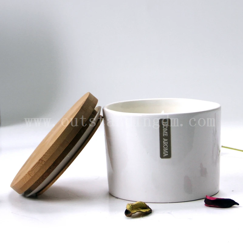 Wholesale White Glass Scented Candle In China Ceramic jar With Lid  Nice Candle Box