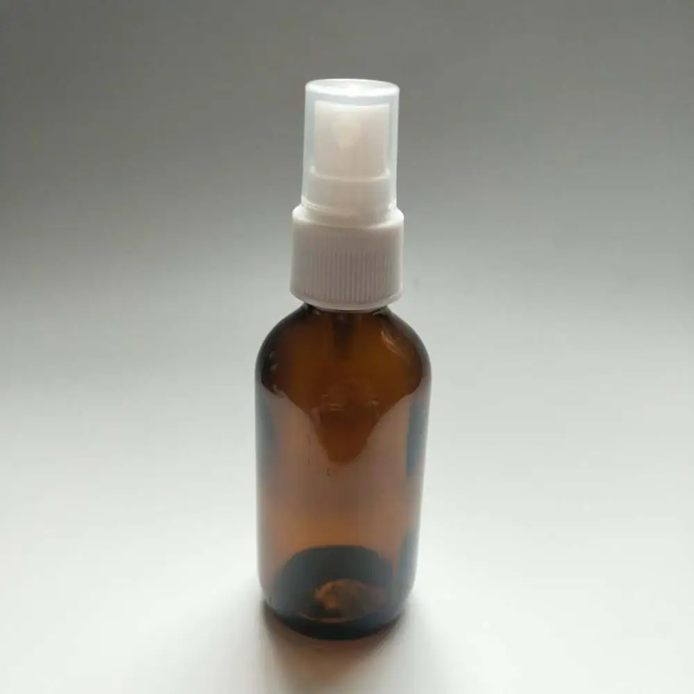 60ml brown Boston glass bottle with dropper cap and perfume spray tip