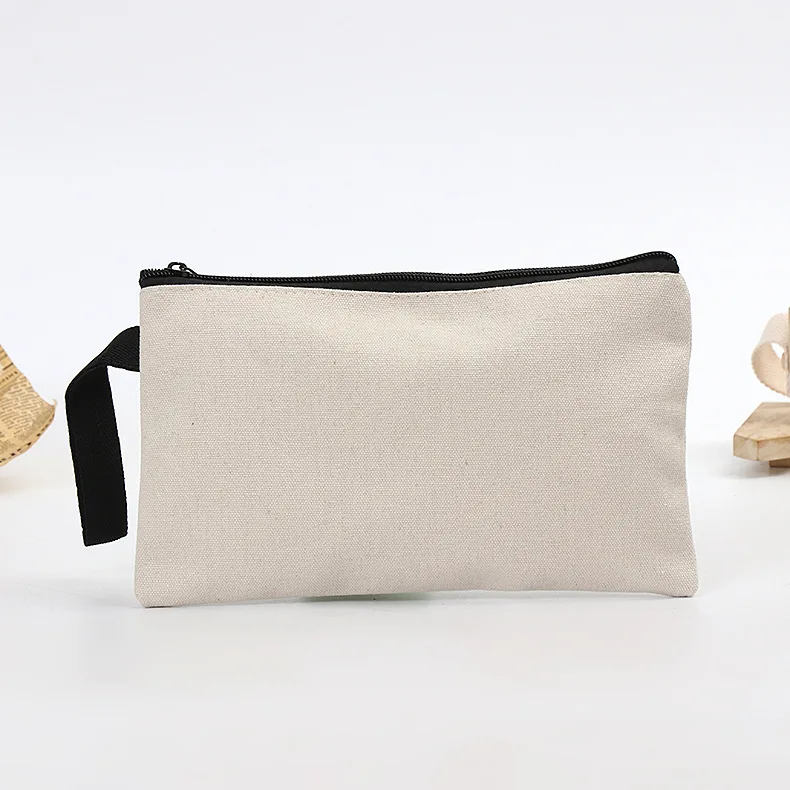 Custom promotional cheap logo printing custom zipper cotton canvas stationary pencil bag