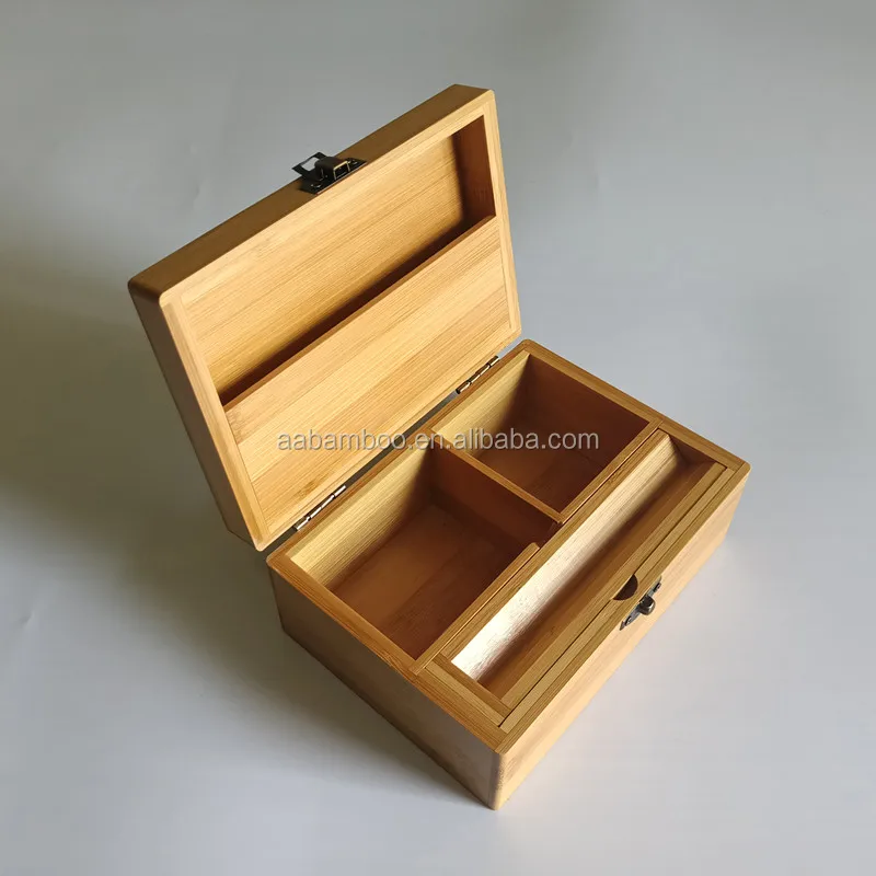 Ящик для хранения из бамбукового дерева со съемным подносом