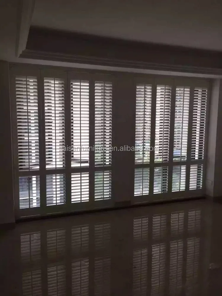 Hangzhou export american style windows white bass wood shutters interior shutters