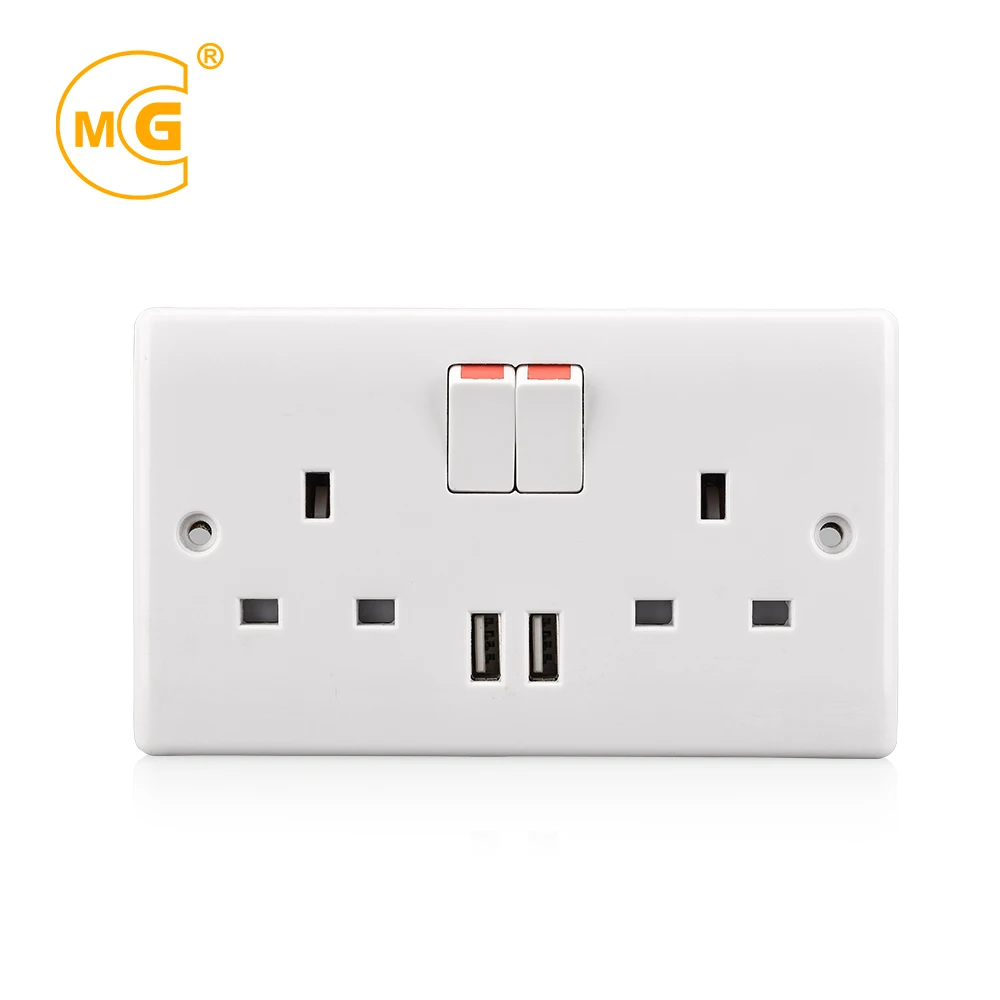 Универсальная Розетка BS UK 13A с двумя USB-портами