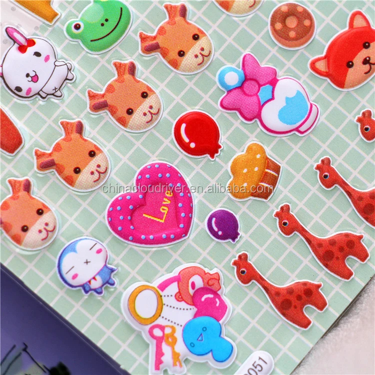Wholesale Custom  Cute Gril dress up puffy sticker 3D foam waterproof PVC Adhesive Puffy Sticker For Promotion