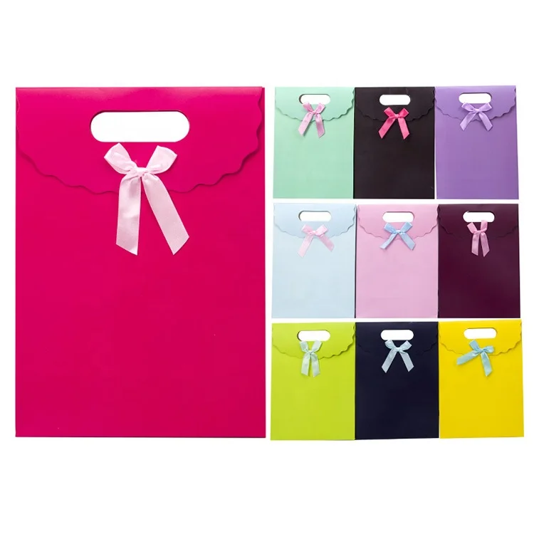 custom lovely wedding sweet candy paper gift bags with ribbon bow