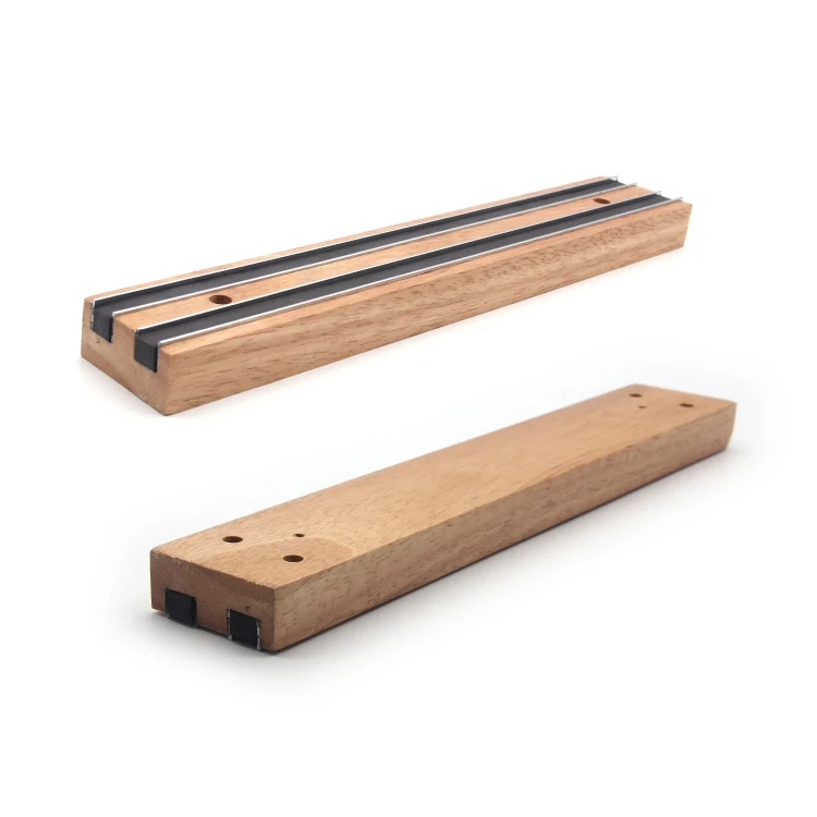18 Inch rubber wood magnetic holder exposed rubber magnetic knife holder for wall