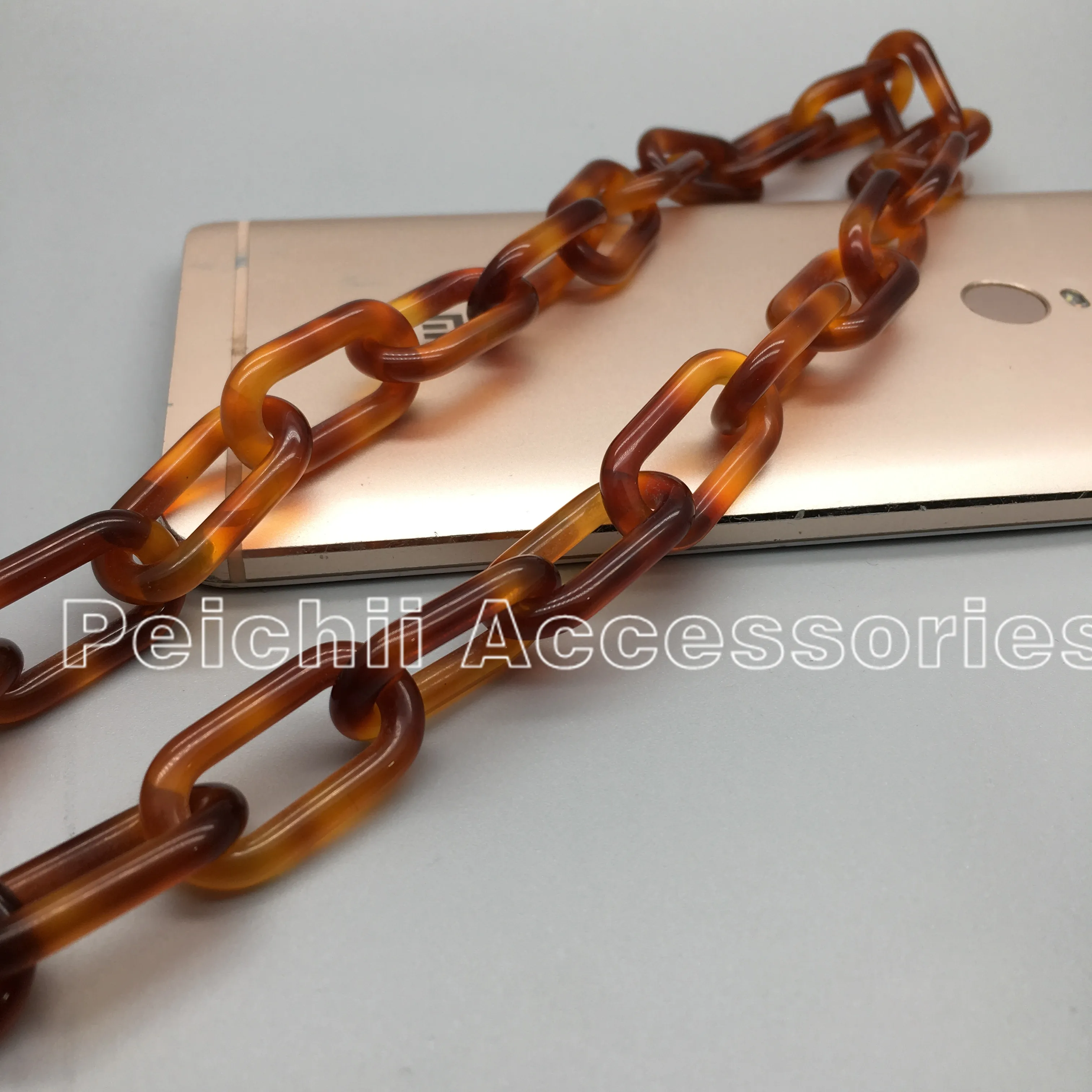 Peichi Tortoise shell acetate and acrylic hand bag chain handbag strap factory