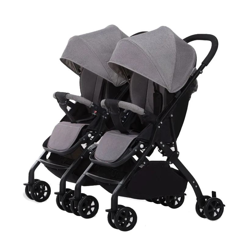 Deluxe Boy & Girl Twins Baby Stroller and Easy Folding Baby Pram
