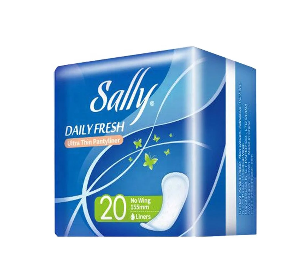 Sally wholesale lady disposable comfort ultra thin 155mm pantyliner pads