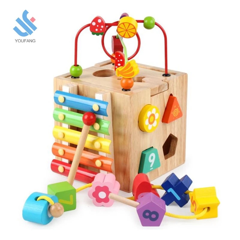 YF-M624 Wholesale educational popular multifunction wooden bead maze wooden music instrument toy for kids