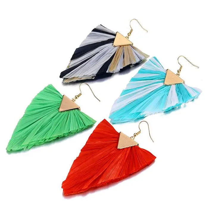 Оптовая продажа серьги ручной работы из рафии ювелирные изделия китайский поставщик